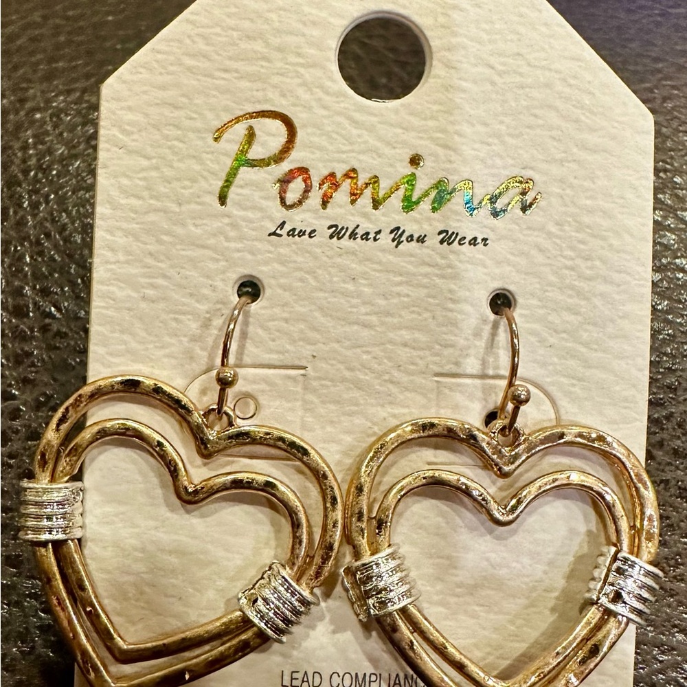 Pomina Gold Tone Heart Hoop Earrings